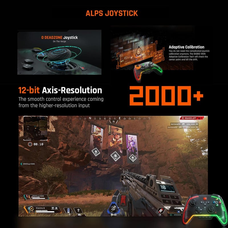 BIGBIG WON Wireless Controller, Rainbow 2 Pro PC Controllers Motion Aiming, Hall Triggers, ALPS Joystick, Custom Button, 3.5mm Audio Gaming Controller for PC Windows/Android/iOS/Switch Controllers - Image 4